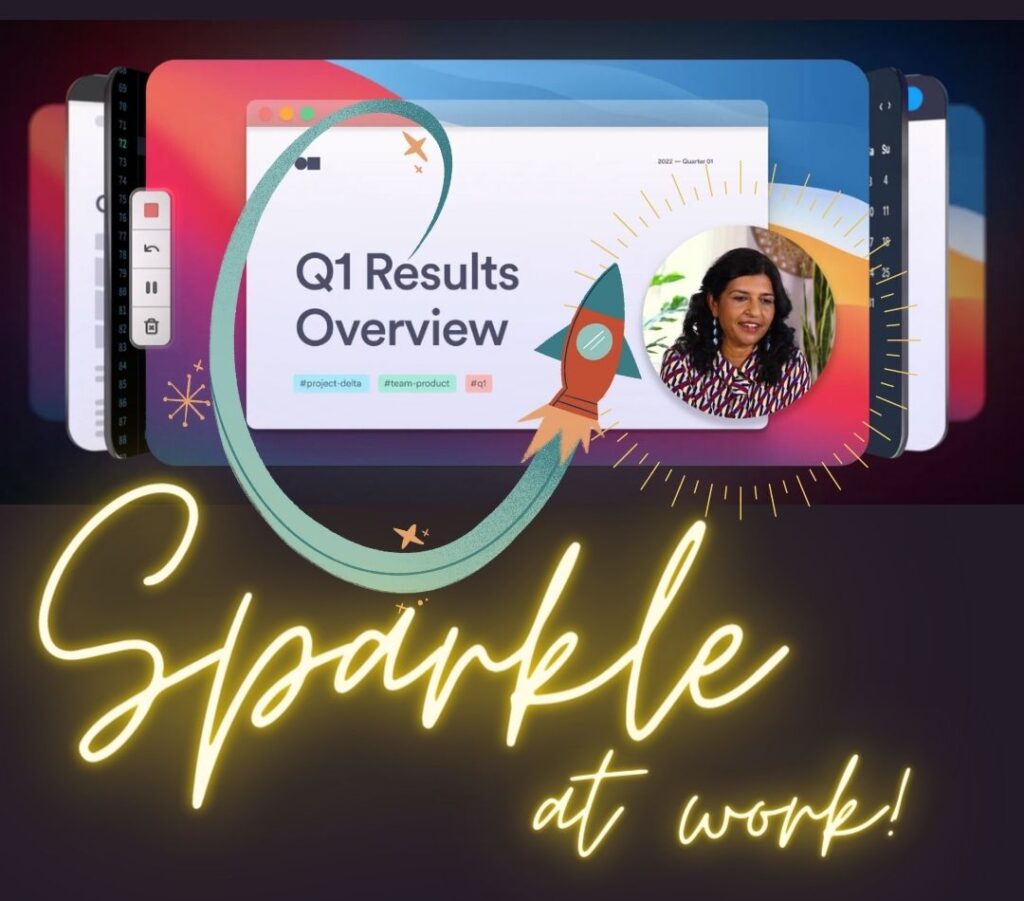 image showing a loom video and the words sparkle at work
