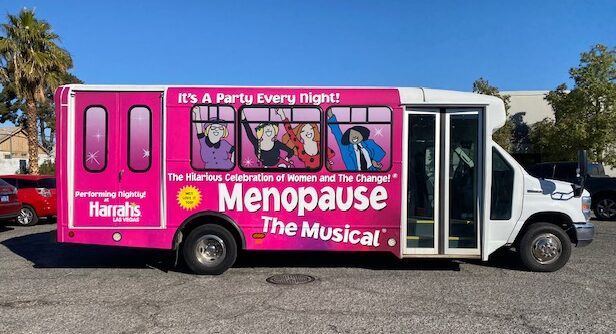 Menopause the Musical bus wrap
